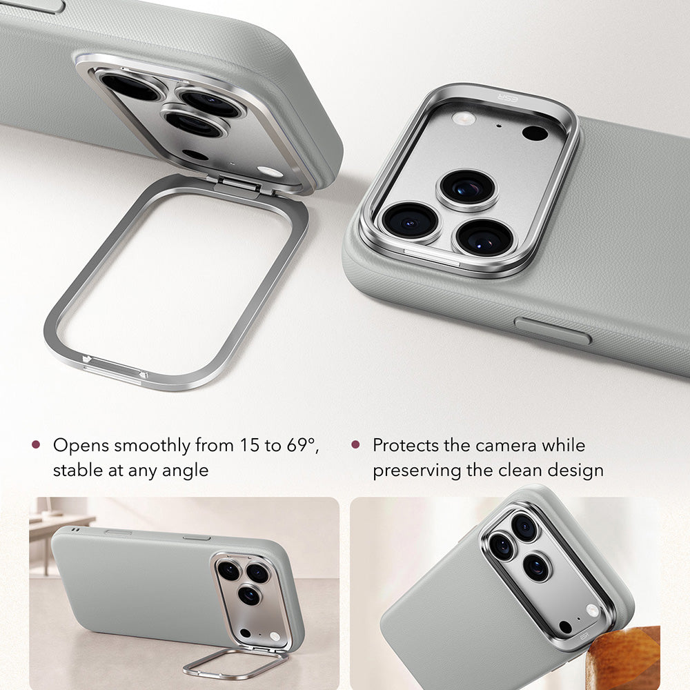 Funda MagSafe para Apple iPhone 18 Pro / 17 Pro, ESR, Atelier con soporte, Gris