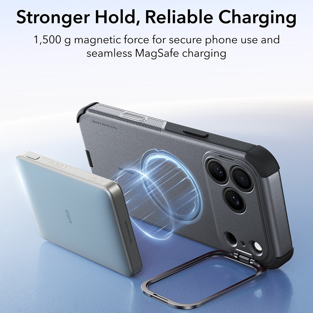 Funda MagSafe para Apple iPhone 18 Pro / 17 Pro, ESR, Cyber Armor Kickstand, Gris