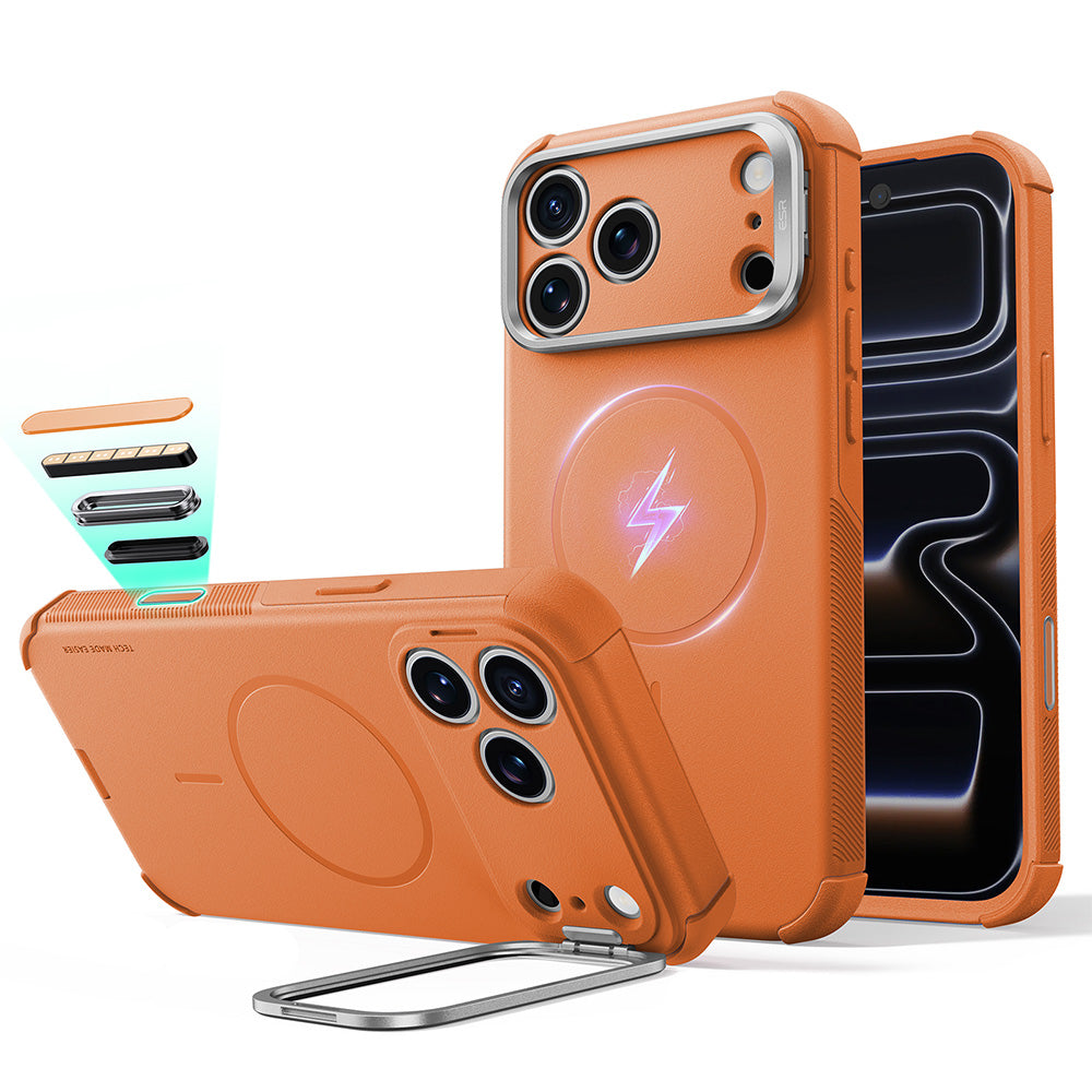 Funda MagSafe para Apple iPhone 18 Pro / 17 Pro, ESR, Cyber Armor Kickstand, Naranja