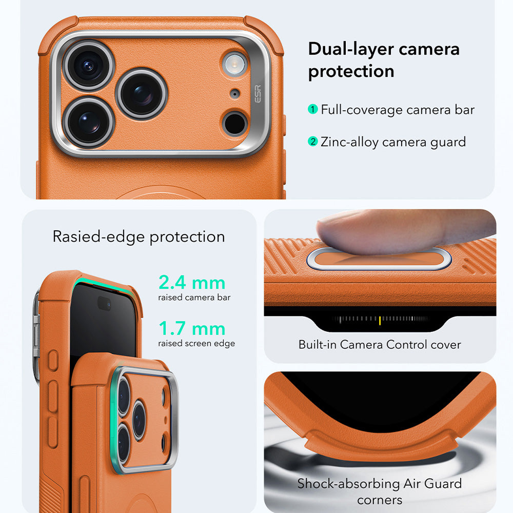 Funda MagSafe para Apple iPhone 18 Pro / 17 Pro, ESR, Cyber Armor Kickstand, Naranja