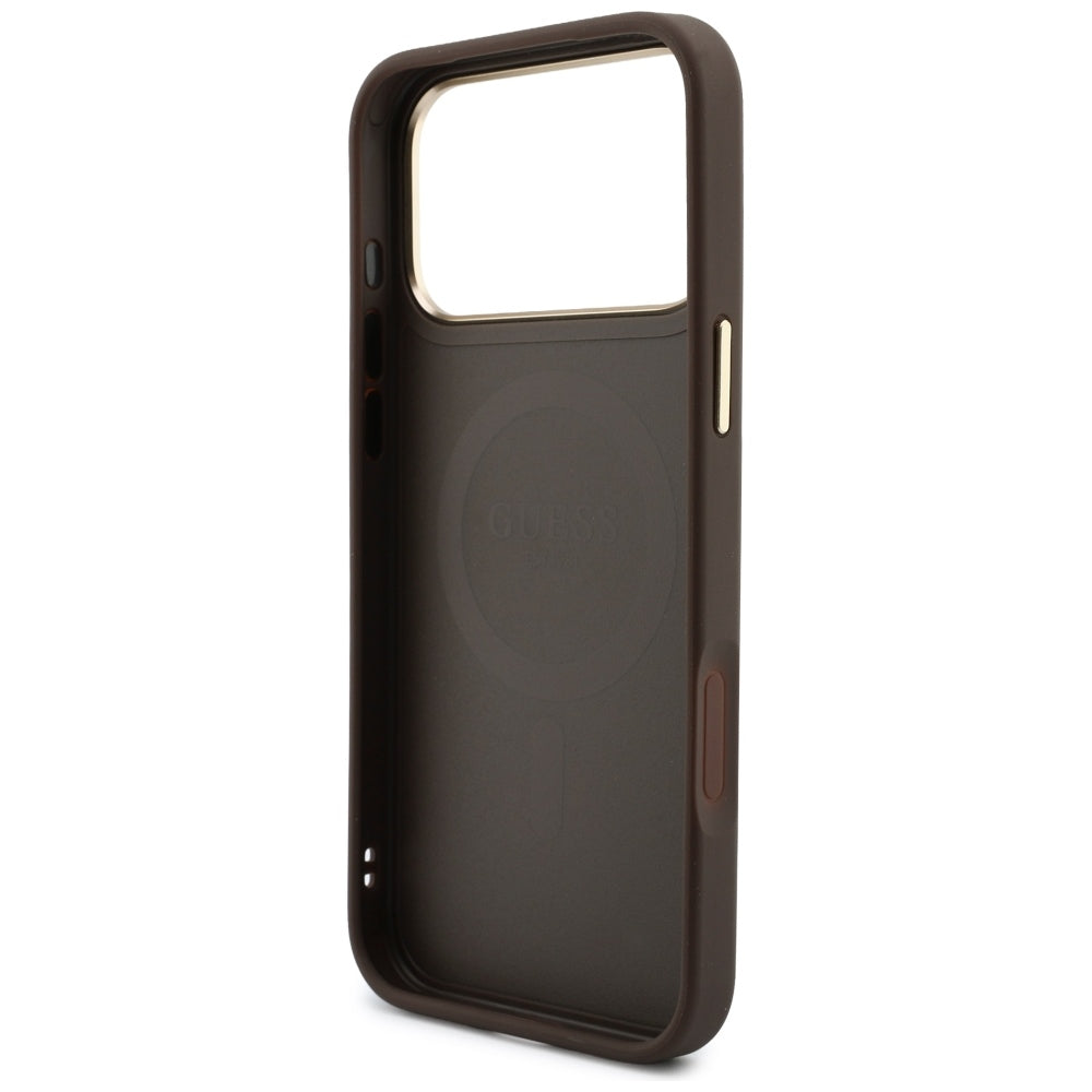 Funda MagSafe para Apple iPhone 18 Pro / 17 Pro, Guess, 4G Cardslot, marrón