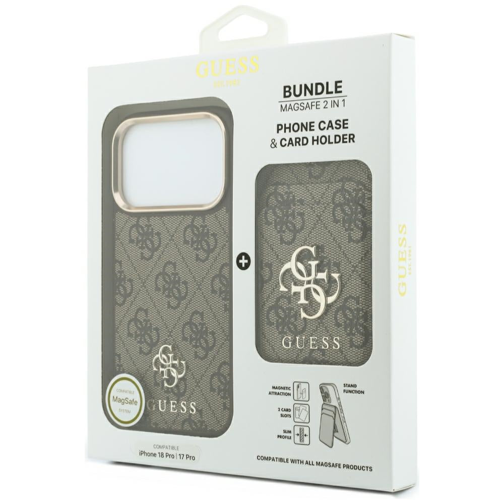 Funda MagSafe para Apple iPhone 18 Pro / 17 Pro, Guess, 4G Cardslot, marrón