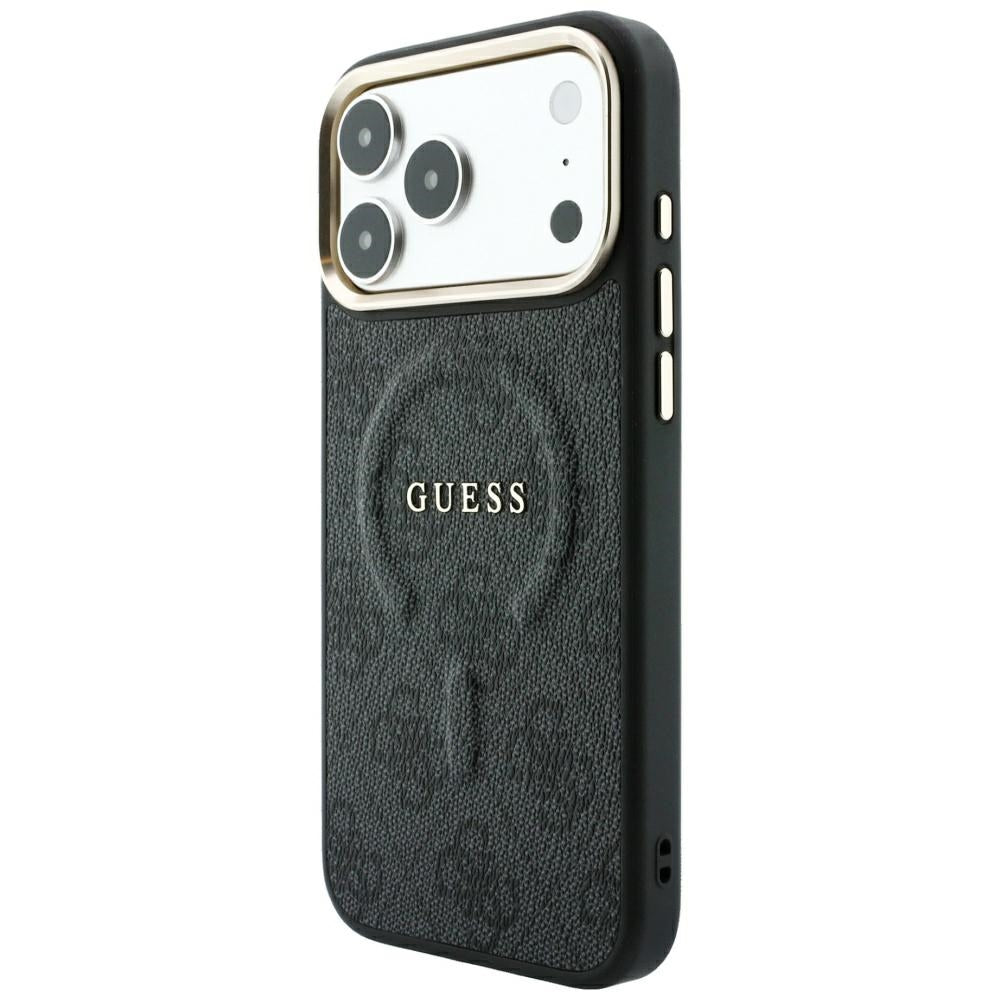 Funda MagSafe para Apple iPhone 18 Pro / 17 Pro, Guess, 4G Embossed Classic, Negra