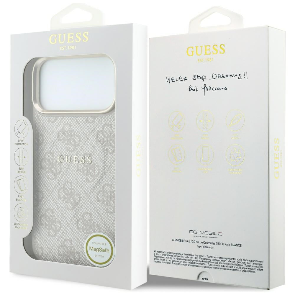 Funda MagSafe para Apple iPhone 18 Pro / 17 Pro, Guess, 4G Embossed Classic, Rosa