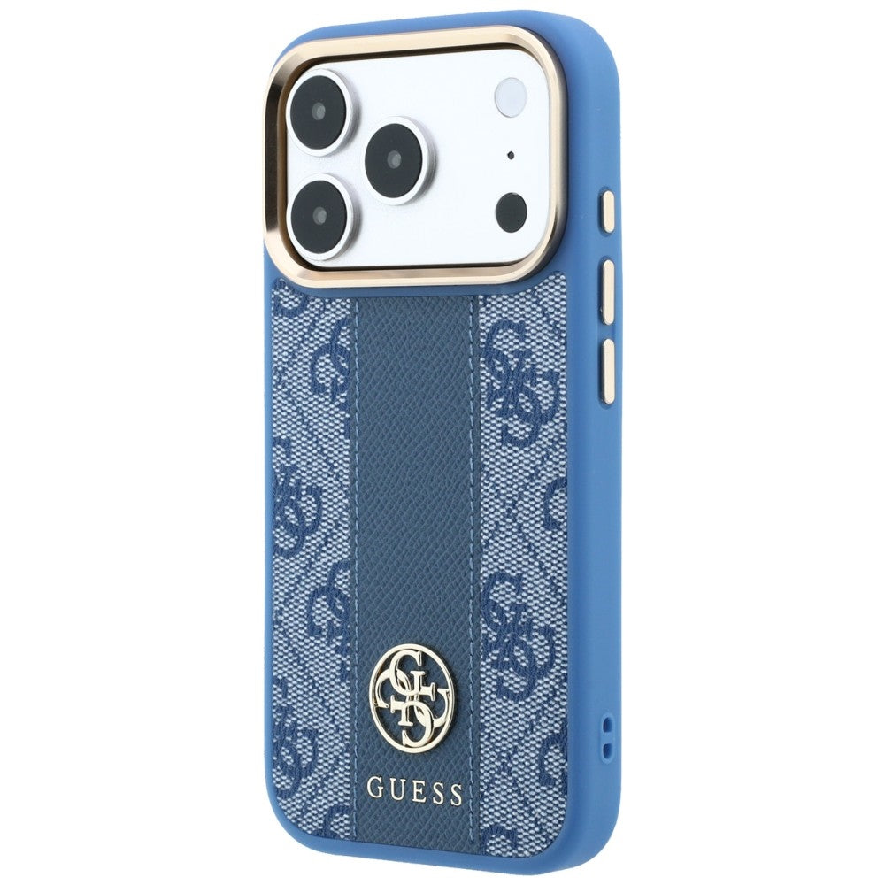 Funda MagSafe para Apple iPhone 18 Pro / 17 Pro, Guess, 4G Stripe Round Classic Logo, Azul