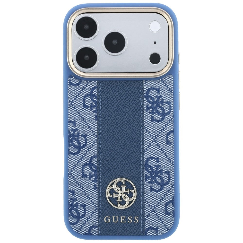 Funda MagSafe para Apple iPhone 18 Pro / 17 Pro, Guess, 4G Stripe Round Classic Logo, Azul