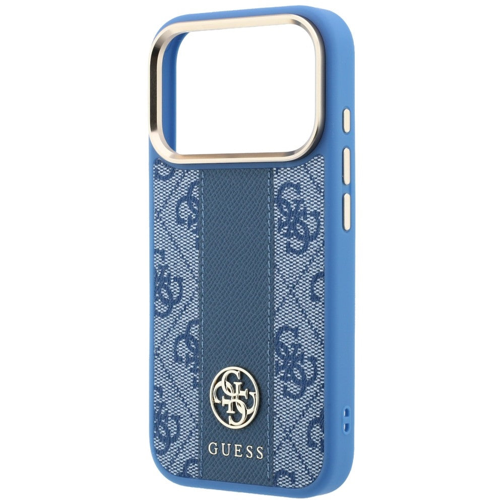 Funda MagSafe para Apple iPhone 18 Pro / 17 Pro, Guess, 4G Stripe Round Classic Logo, Azul