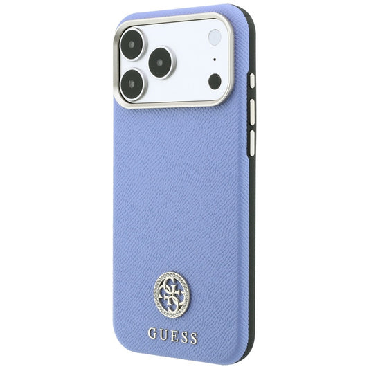 Funda MagSafe para Apple iPhone 18 Pro / 17 Pro, Guess, Logo Redondo con Strass Granulado, Azul