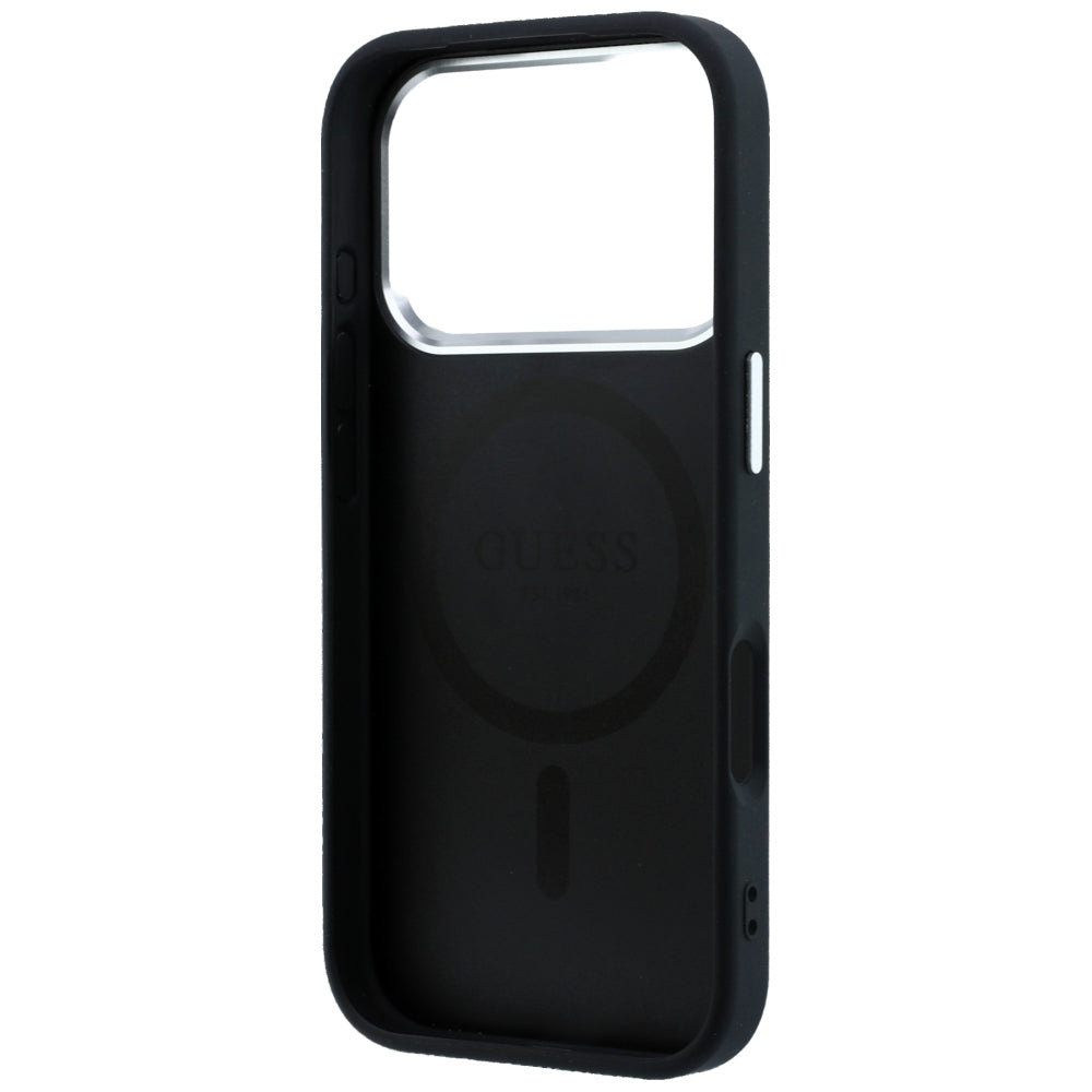 Funda MagSafe para Apple iPhone 18 Pro / 17 Pro, Guess, Logo Triángulo Granulado, Negra