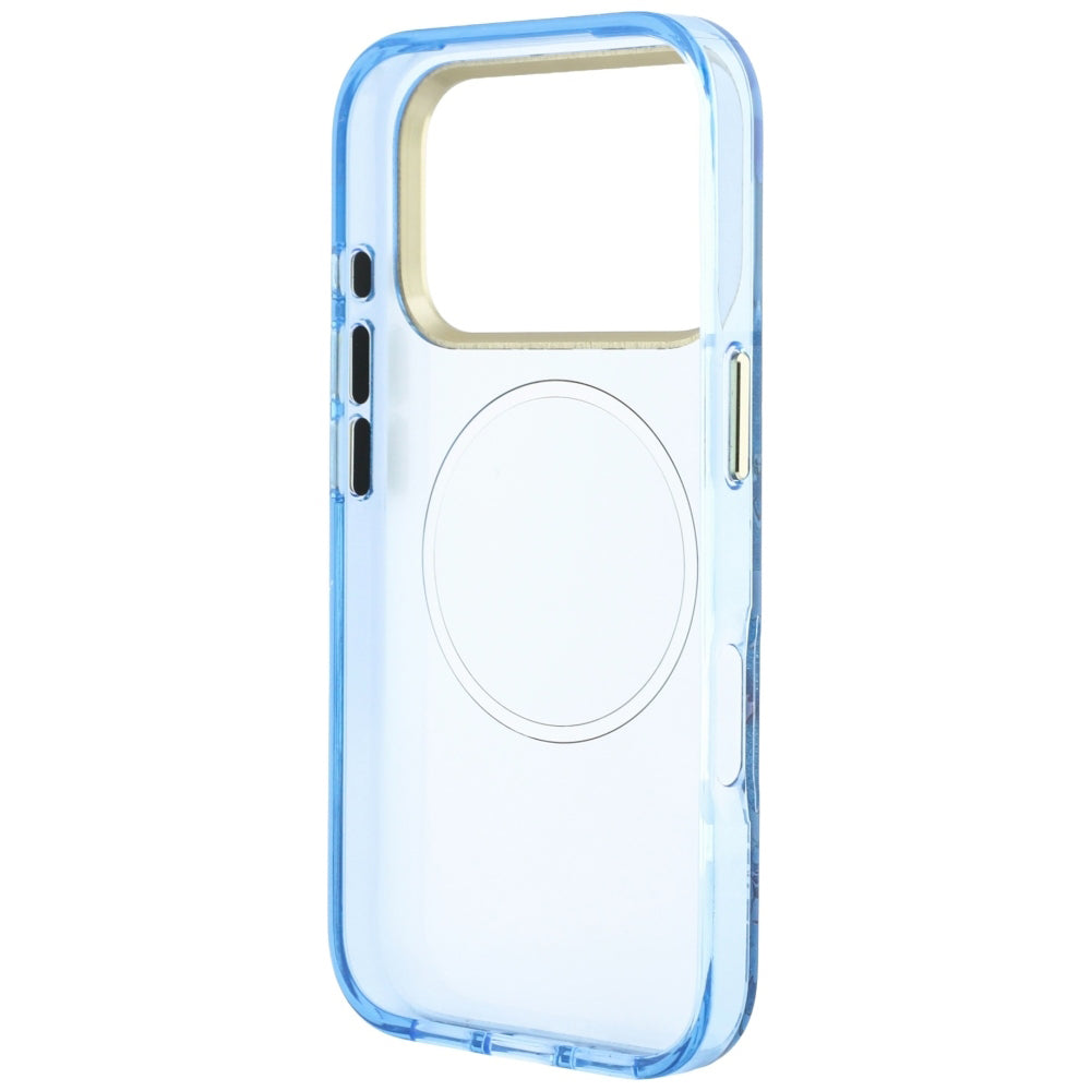 Funda MagSafe para Apple iPhone 18 Pro / 17 Pro, Guess, IML Glitter Blossom Roses, Azul