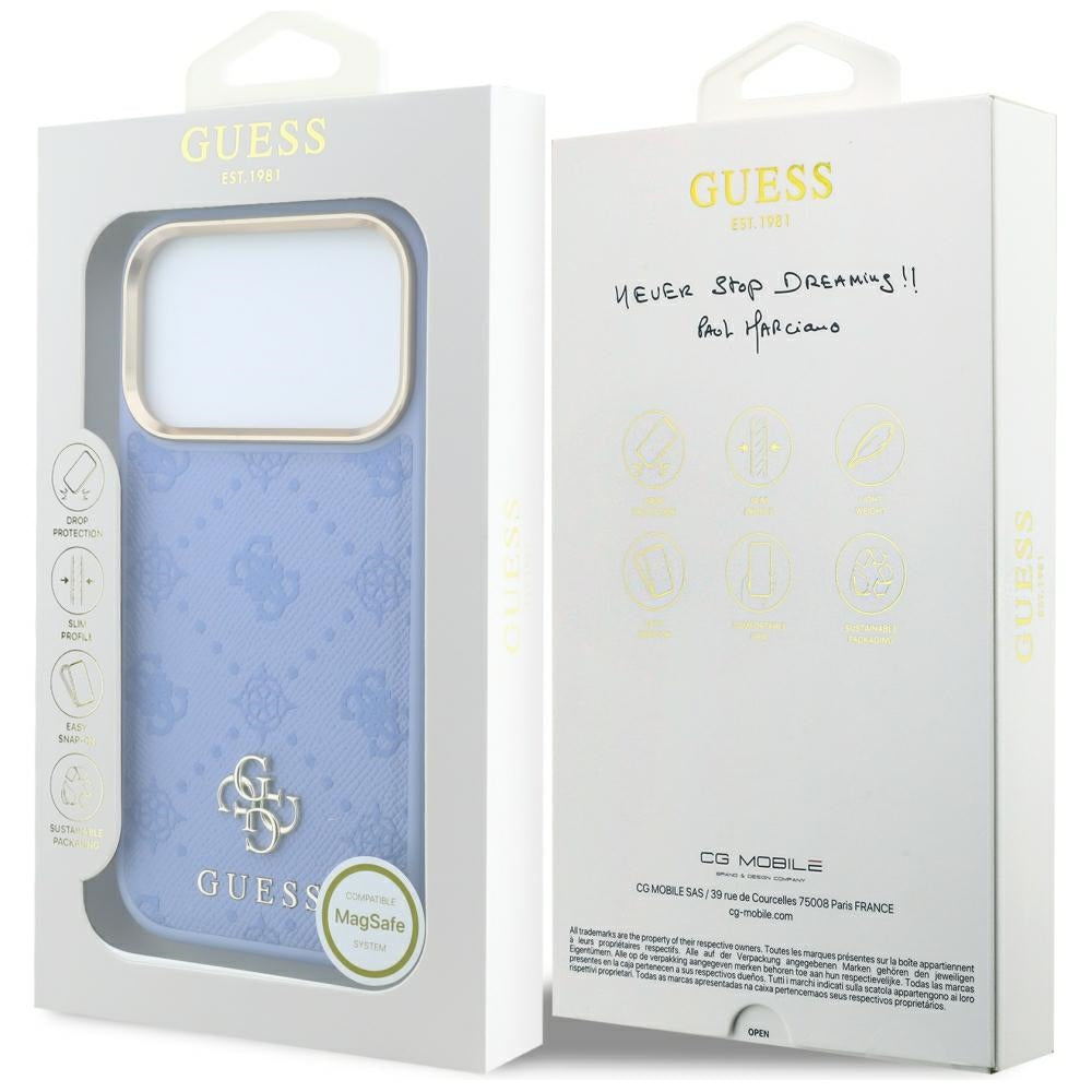 Funda MagSafe para Apple iPhone 18 Pro / 17 Pro, Guess, Peony 4G Small Logo, Azul