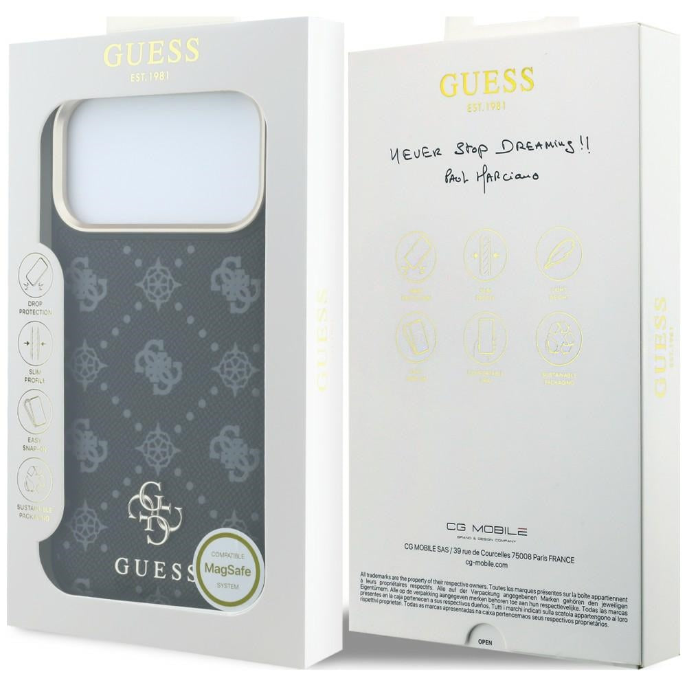 Funda MagSafe para Apple iPhone 18 Pro / 17 Pro, Guess, Peony 4G Small Logo, Negra