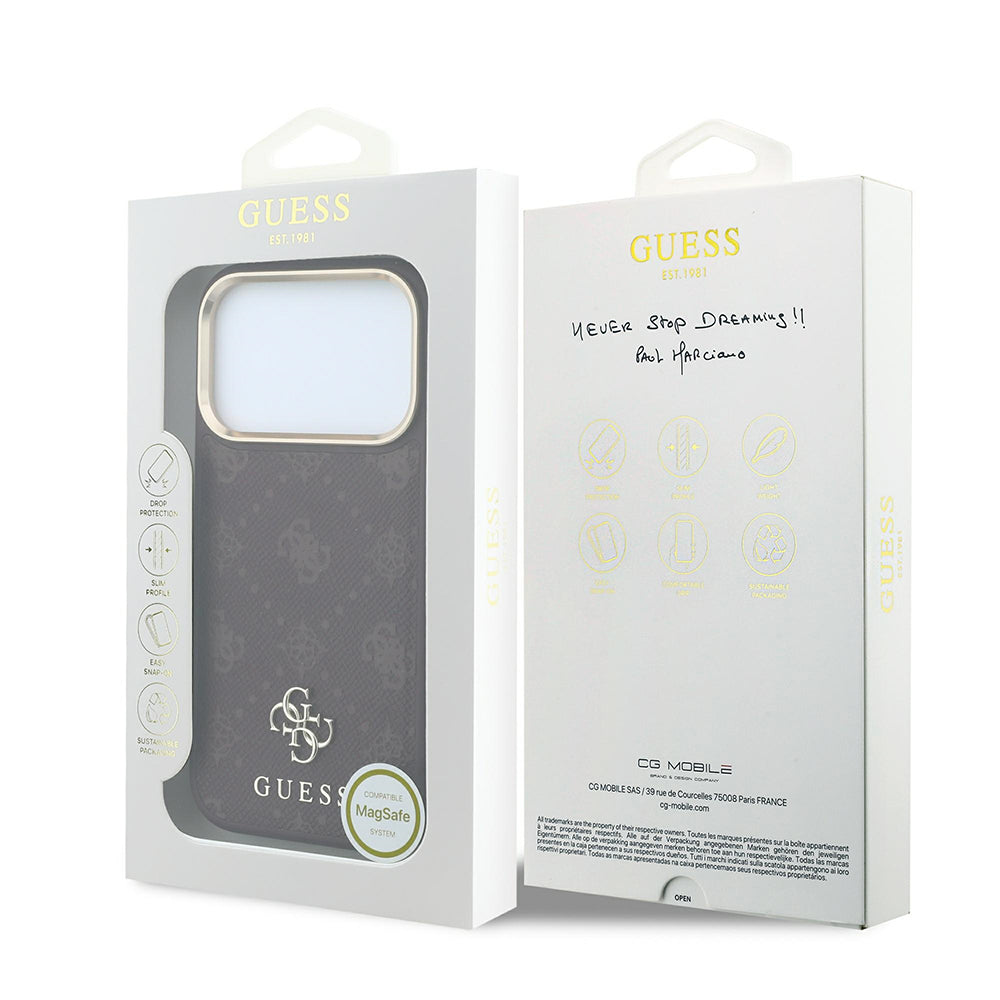 Funda MagSafe para Apple iPhone 18 Pro / 17 Pro, Guess, Peony 4G Small Logo, Burdeos