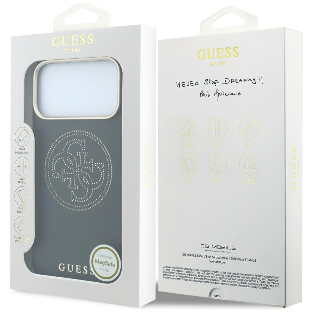Funda MagSafe para Apple iPhone 18 Pro / 17 Pro, Guess, Perforada 4G, Negra