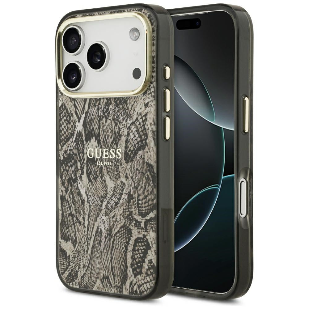 Funda MagSafe para Apple iPhone 18 Pro / 17 Pro, Guess, Patrón de Pitón, Marrón