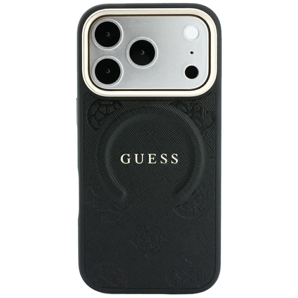 Funda MagSafe para Apple iPhone 18 Pro / 17 Pro, Guess, Saffiano Peony Ring, Negra