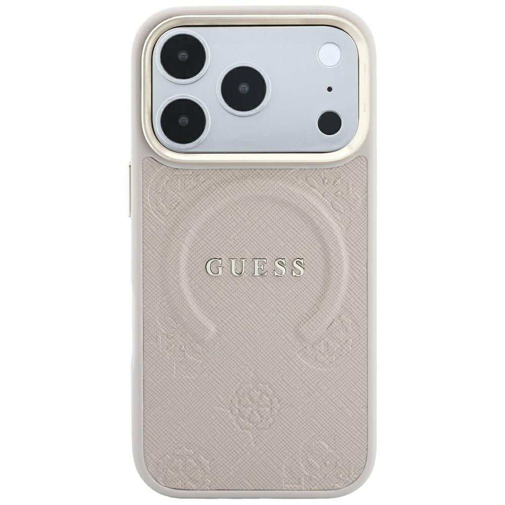 Funda MagSafe para Apple iPhone 18 Pro / 17 Pro, Guess, Saffiano Peony Ring, Rosa