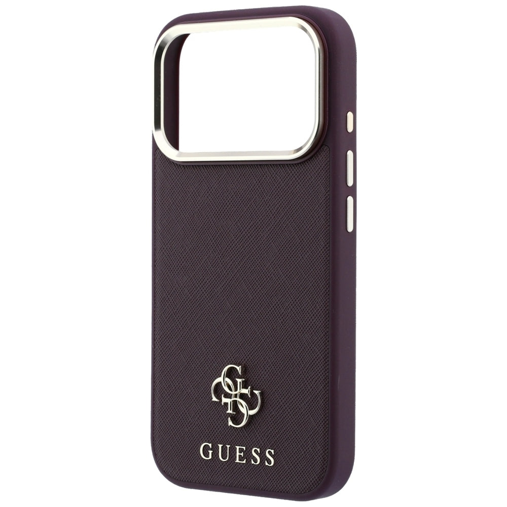 Funda MagSafe para Apple iPhone 18 Pro / 17 Pro, Guess, Saffiano Small 4G Classic, Burdeos