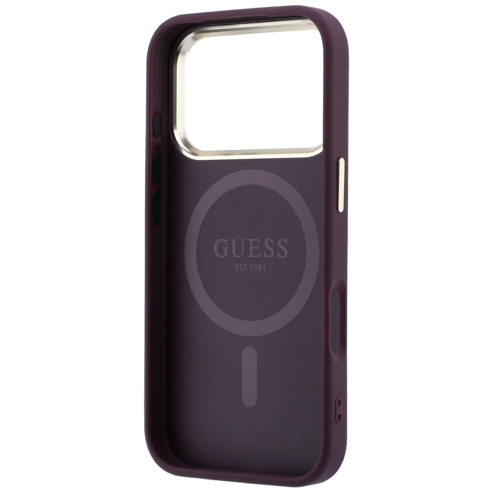 Funda MagSafe para Apple iPhone 18 Pro / 17 Pro, Guess, Saffiano Small 4G Classic, Burdeos
