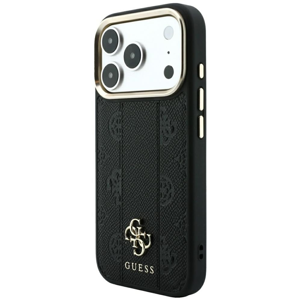 Funda MagSafe para Apple iPhone 18 Pro / 17 Pro, Guess, Stripe Peony 4G, Negra