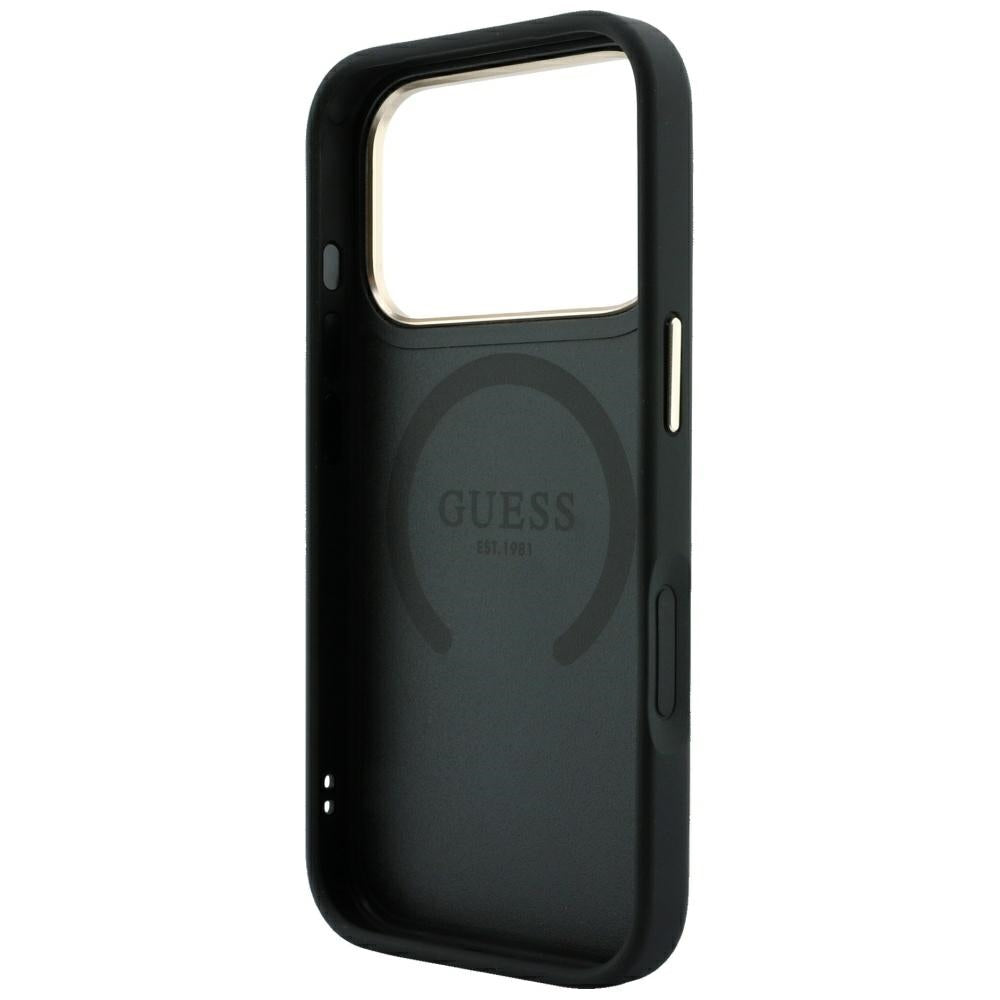 Funda MagSafe para Apple iPhone 18 Pro / 17 Pro, Guess, Stripe Peony 4G, Negra