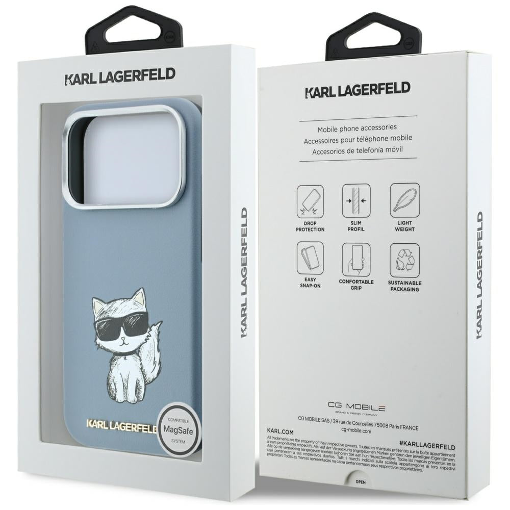 Funda MagSafe para Apple iPhone 18 Pro / 17 Pro, Karl Lagerfeld, Choupette Sketch, Azul