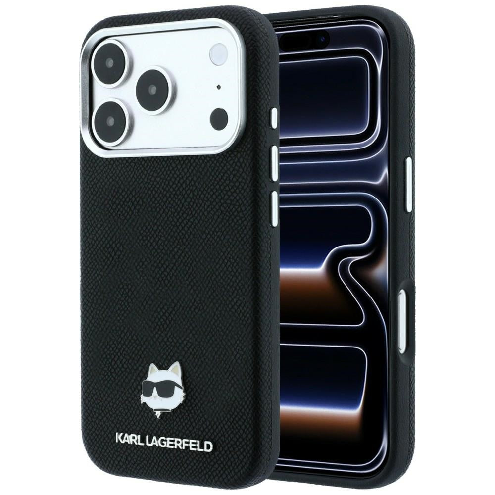 Funda MagSafe para Apple iPhone 18 Pro / 17 Pro, Karl Lagerfeld, Grained Choupette Head, Negra