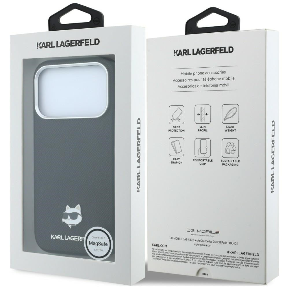 Funda MagSafe para Apple iPhone 18 Pro / 17 Pro, Karl Lagerfeld, Grained Choupette Head, Negra