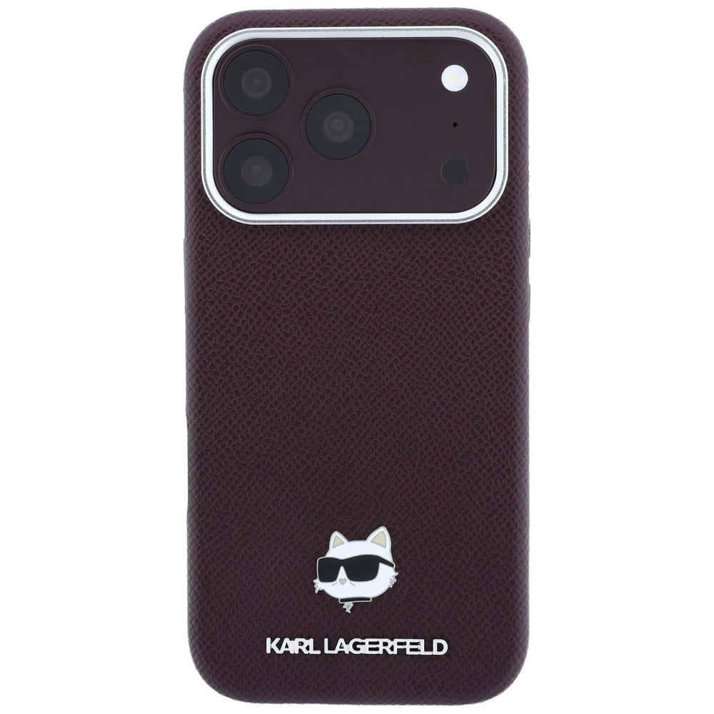 Funda MagSafe para Apple iPhone 18 Pro / 17 Pro, Karl Lagerfeld, Grained Choupette Head, Burdeos