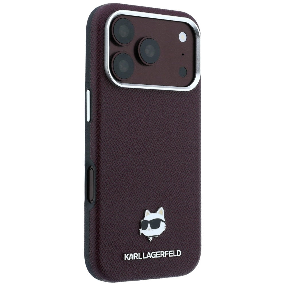Funda MagSafe para Apple iPhone 18 Pro / 17 Pro, Karl Lagerfeld, Grained Choupette Head, Burdeos