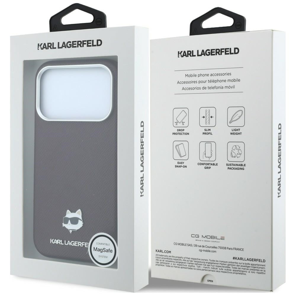Funda MagSafe para Apple iPhone 18 Pro / 17 Pro, Karl Lagerfeld, Grained Choupette Head, Burdeos