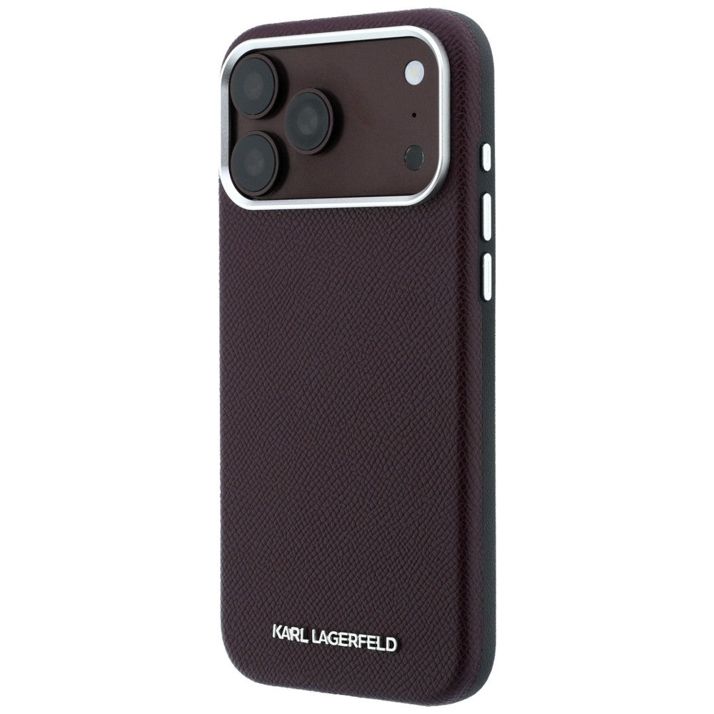 Funda MagSafe para Apple iPhone 18 Pro / 17 Pro, Karl Lagerfeld, Logo Alargado Granulado, Burdeos