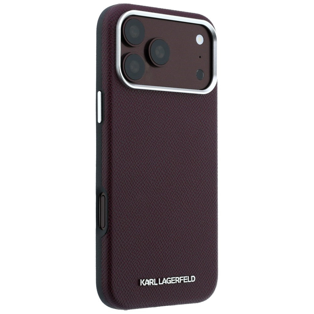 Funda MagSafe para Apple iPhone 18 Pro / 17 Pro, Karl Lagerfeld, Logo Alargado Granulado, Burdeos