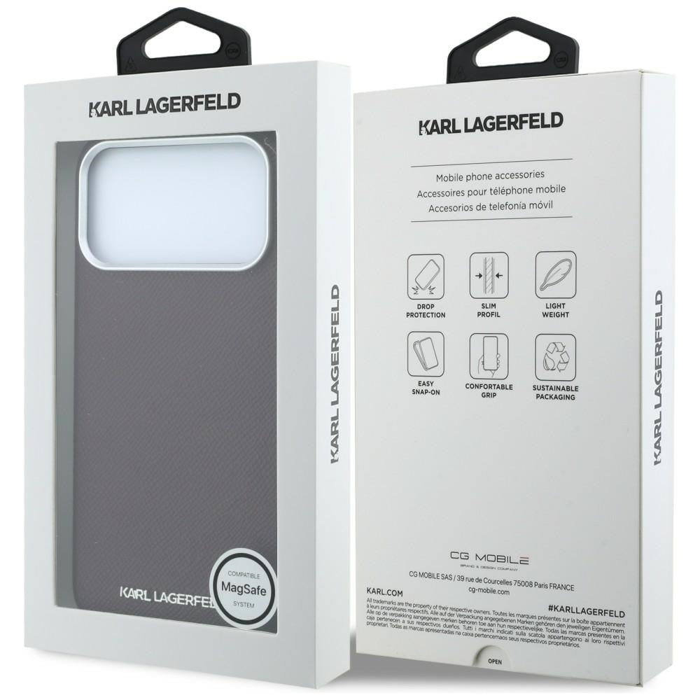 Funda MagSafe para Apple iPhone 18 Pro / 17 Pro, Karl Lagerfeld, Logo Alargado Granulado, Burdeos