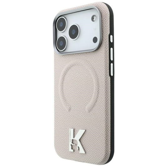 Funda MagSafe para Apple iPhone 18 Pro / 17 Pro, Karl Lagerfeld, Anillo Grabado Granulado, Beige