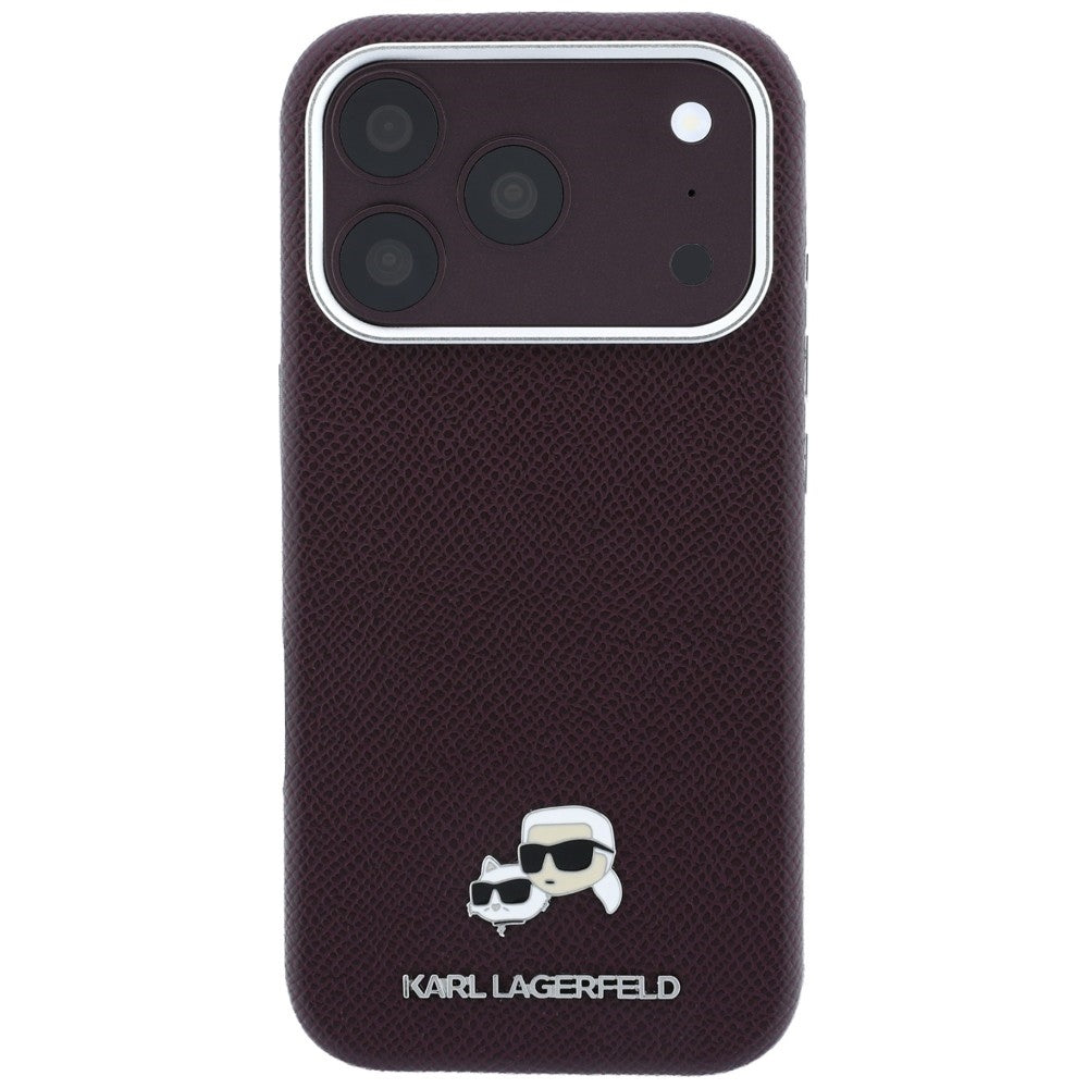 Funda MagSafe para Apple iPhone 18 Pro / 17 Pro, Karl Lagerfeld, Grained KC Heads, Burdeos
