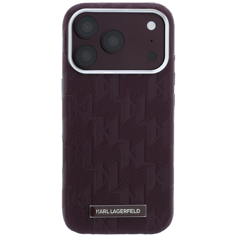 Funda MagSafe para Apple iPhone 18 Pro / 17 Pro, Karl Lagerfeld, Logo de Resina Monocromo Granulada, Burdeos