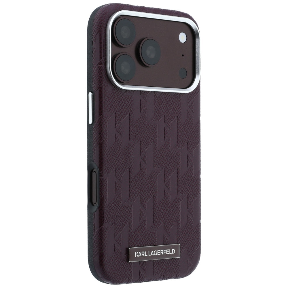 Funda MagSafe para Apple iPhone 18 Pro / 17 Pro, Karl Lagerfeld, Logo de Resina Monocromo Granulada, Burdeos