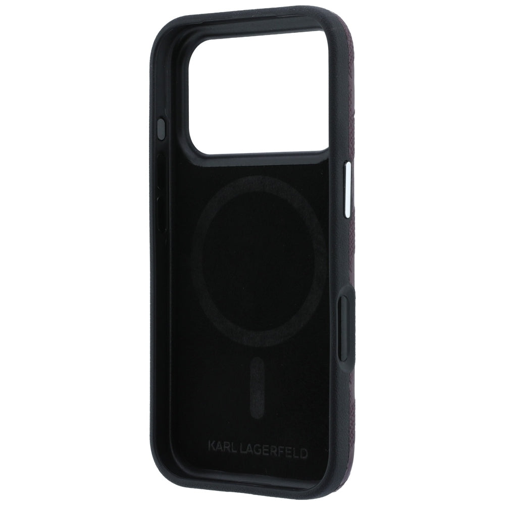 Funda MagSafe para Apple iPhone 18 Pro / 17 Pro, Karl Lagerfeld, Logo de Resina Monocromo Granulada, Burdeos