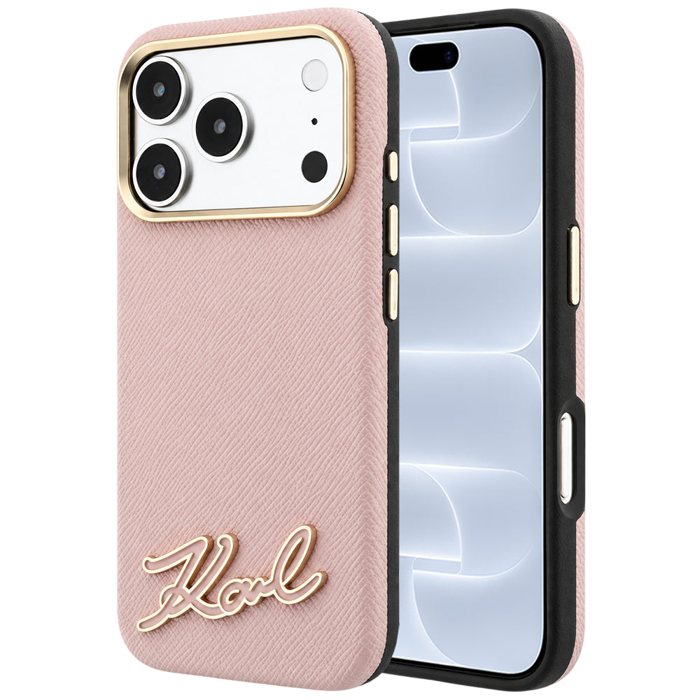 Funda MagSafe para Apple iPhone 18 Pro / 17 Pro, Karl Lagerfeld, Logo de Resina Granulada, Rosa