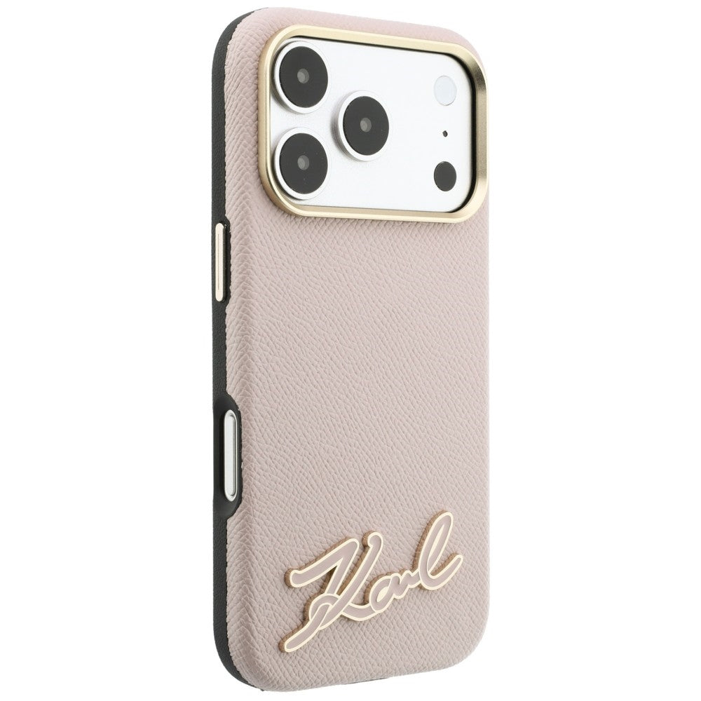 Funda MagSafe para Apple iPhone 18 Pro / 17 Pro, Karl Lagerfeld, Logo de Resina Granulada, Rosa