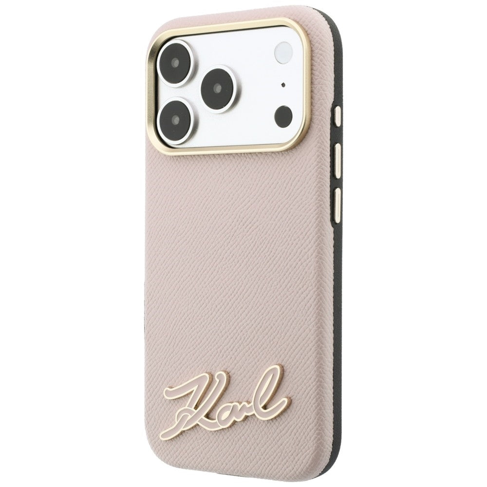 Funda MagSafe para Apple iPhone 18 Pro / 17 Pro, Karl Lagerfeld, Logo de Resina Granulada, Rosa