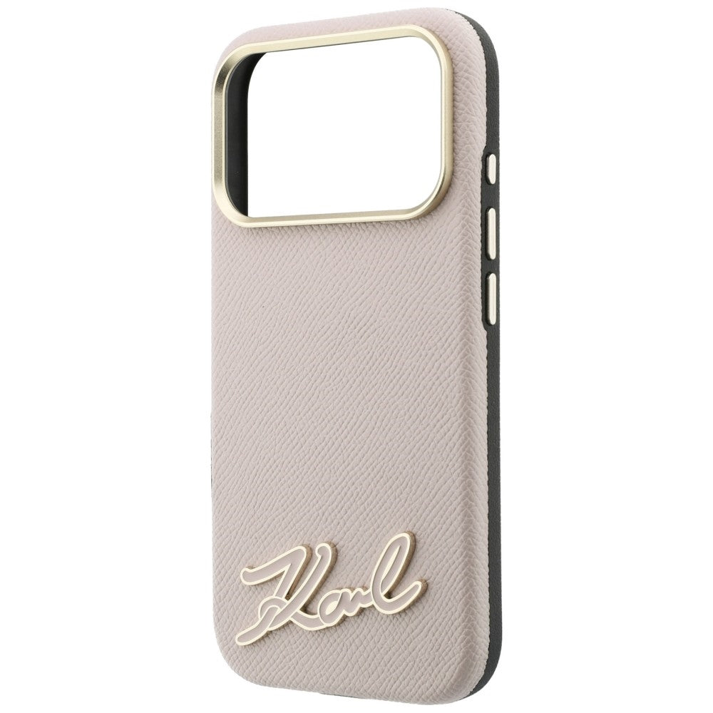 Funda MagSafe para Apple iPhone 18 Pro / 17 Pro, Karl Lagerfeld, Logo de Resina Granulada, Rosa