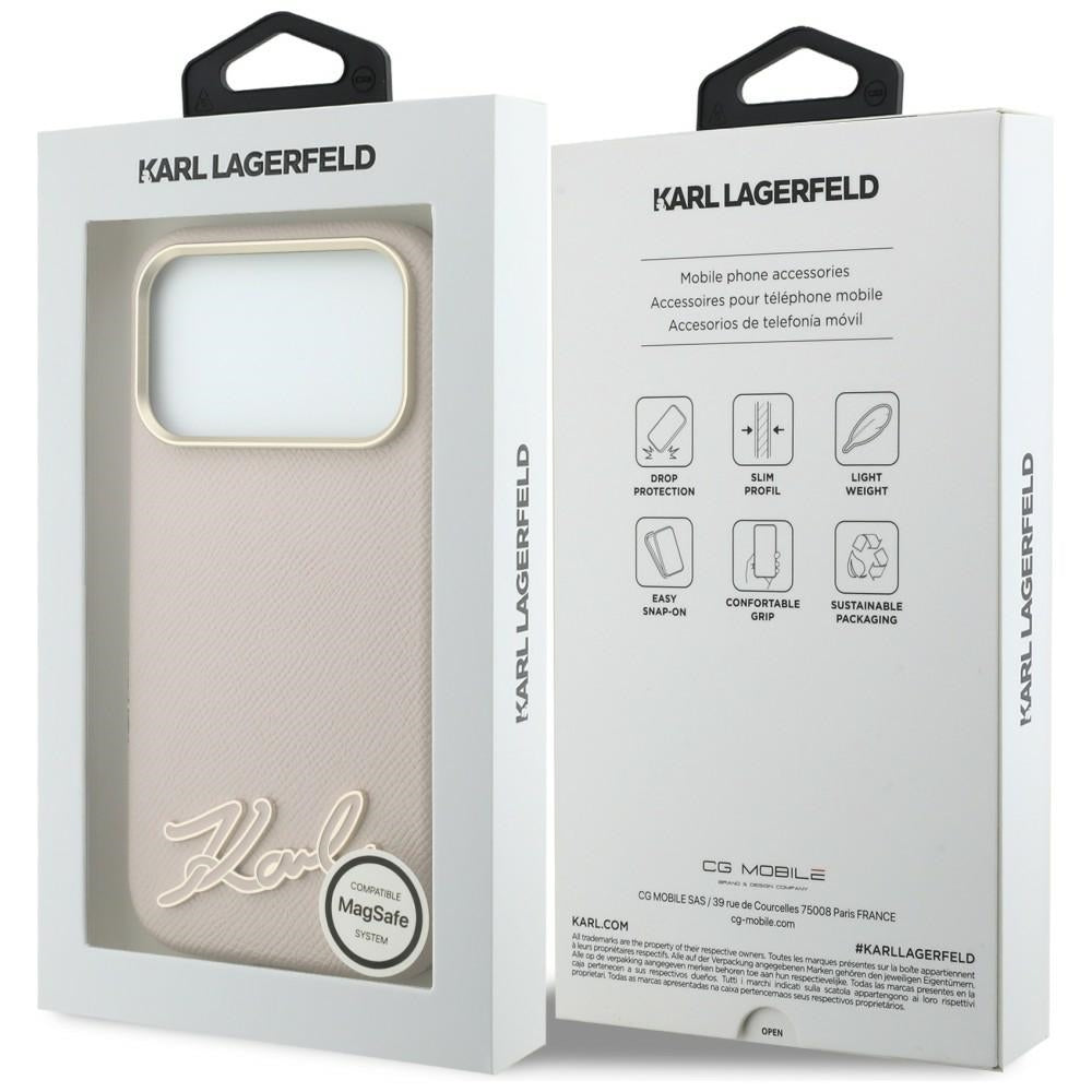 Funda MagSafe para Apple iPhone 18 Pro / 17 Pro, Karl Lagerfeld, Logo de Resina Granulada, Rosa