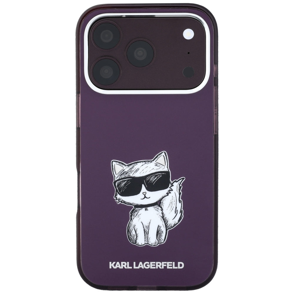 Funda MagSafe para Apple iPhone 18 Pro / 17 Pro, Karl Lagerfeld, HC IML Choupette Body Sketch Print, Burdeos