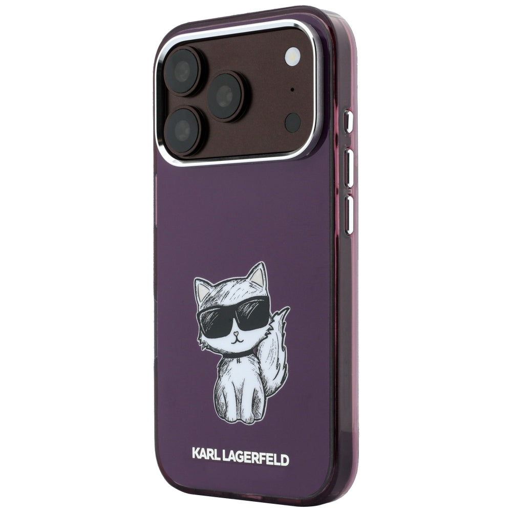 Funda MagSafe para Apple iPhone 18 Pro / 17 Pro, Karl Lagerfeld, HC IML Choupette Body Sketch Print, Burdeos