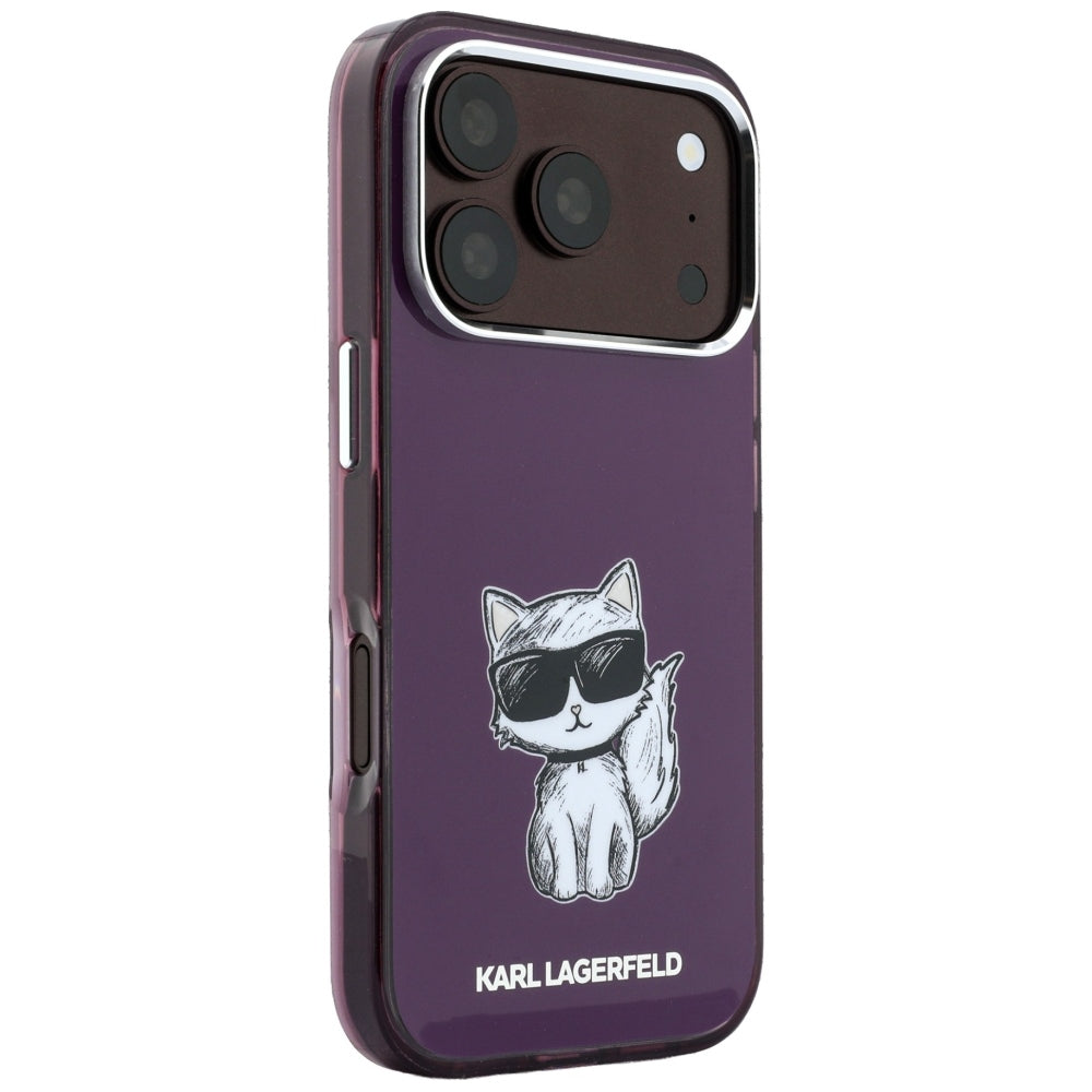Funda MagSafe para Apple iPhone 18 Pro / 17 Pro, Karl Lagerfeld, HC IML Choupette Body Sketch Print, Burdeos