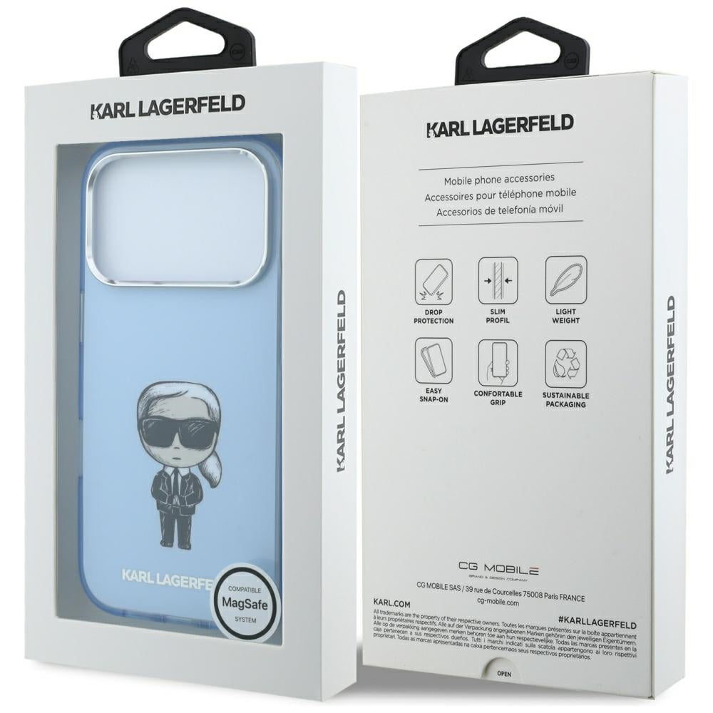 Funda MagSafe para Apple iPhone 18 Pro / 17 Pro, Karl Lagerfeld, HC IML Ikonik Sketch Print, Azul