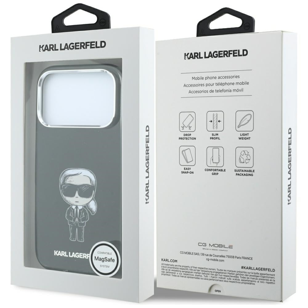 Funda MagSafe para Apple iPhone 18 Pro / 17 Pro, Karl Lagerfeld, HC IML Ikonik Sketch Print, Negra