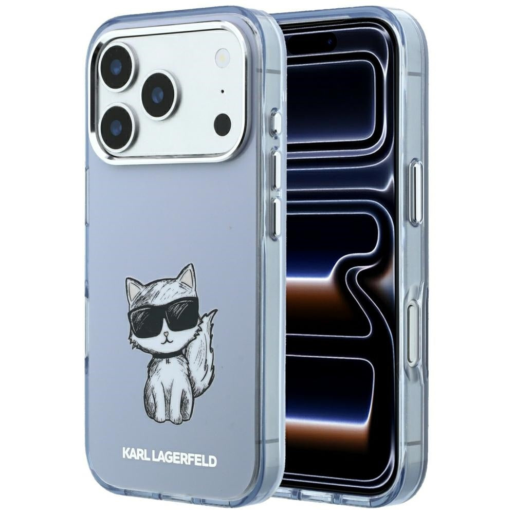 Funda MagSafe para Apple iPhone 18 Pro / 17 Pro, Karl Lagerfeld, IML Choupette Body Sketch Print, Azul